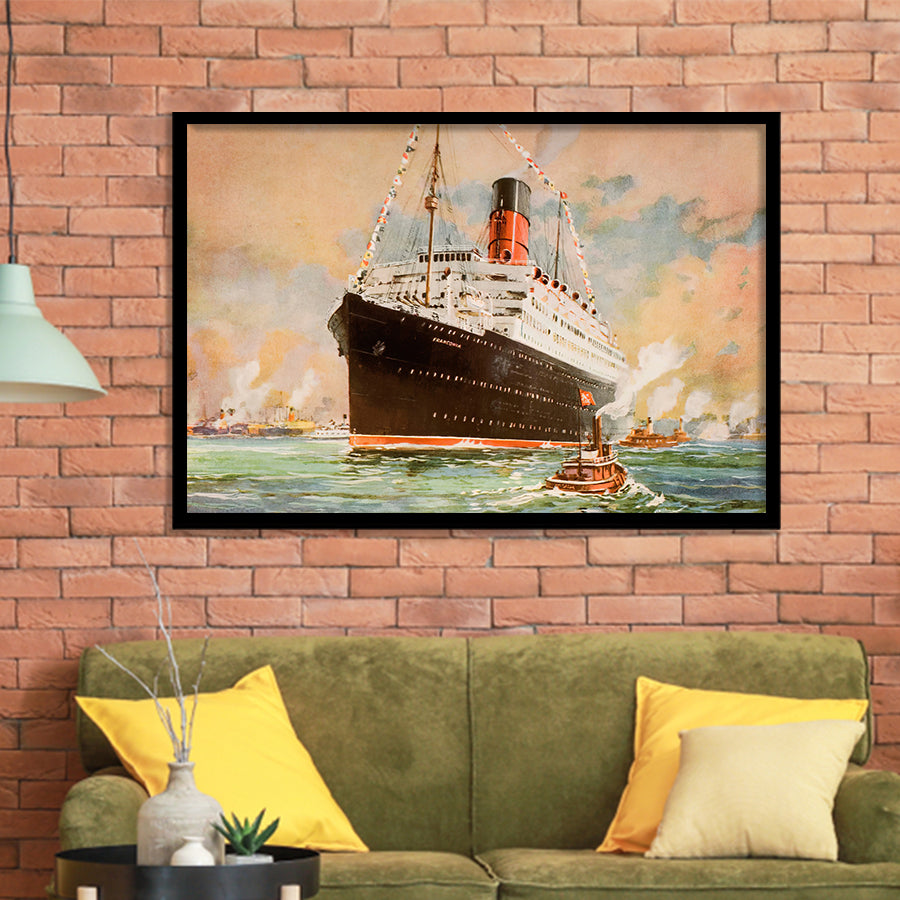 Cunard Line Promotional Brochure For The Franconia Circa Framed Art Prints Wall Decor - Painting Art, Framed Picture, Home Decor, For Sale