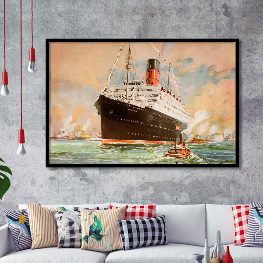 Cunard Line Promotional Brochure For The Franconia Circa Framed Art Prints Wall Decor - Painting Art, Framed Picture, Home Decor, For Sale