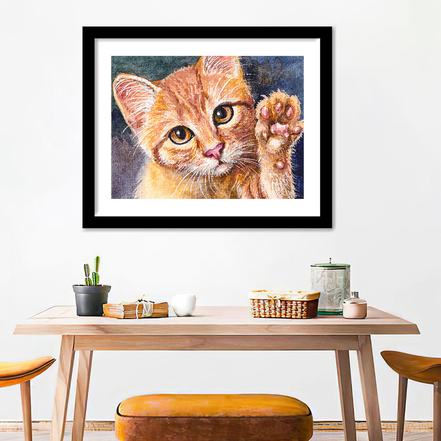 Cute Kitten Face Framed Wall Art - Framed Prints, Art Prints, Home Decor, Painting Prints