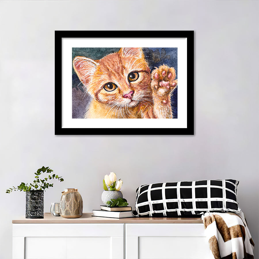 Cute Kitten Face Framed Wall Art - Framed Prints, Art Prints, Home Decor, Painting Prints
