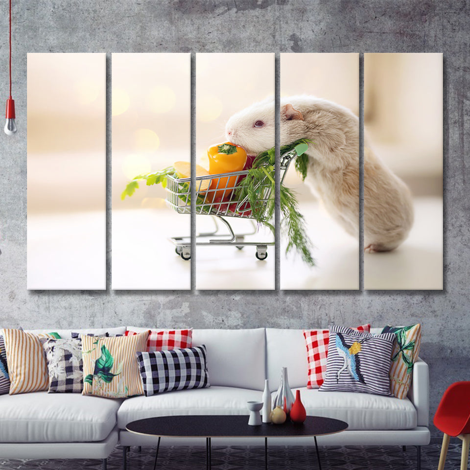 Cute Guinea Pig 5 Pieces B Canvas Prints Wall Art - Painting Canvas, Multi Panel, Wall Decor, Canvas Art