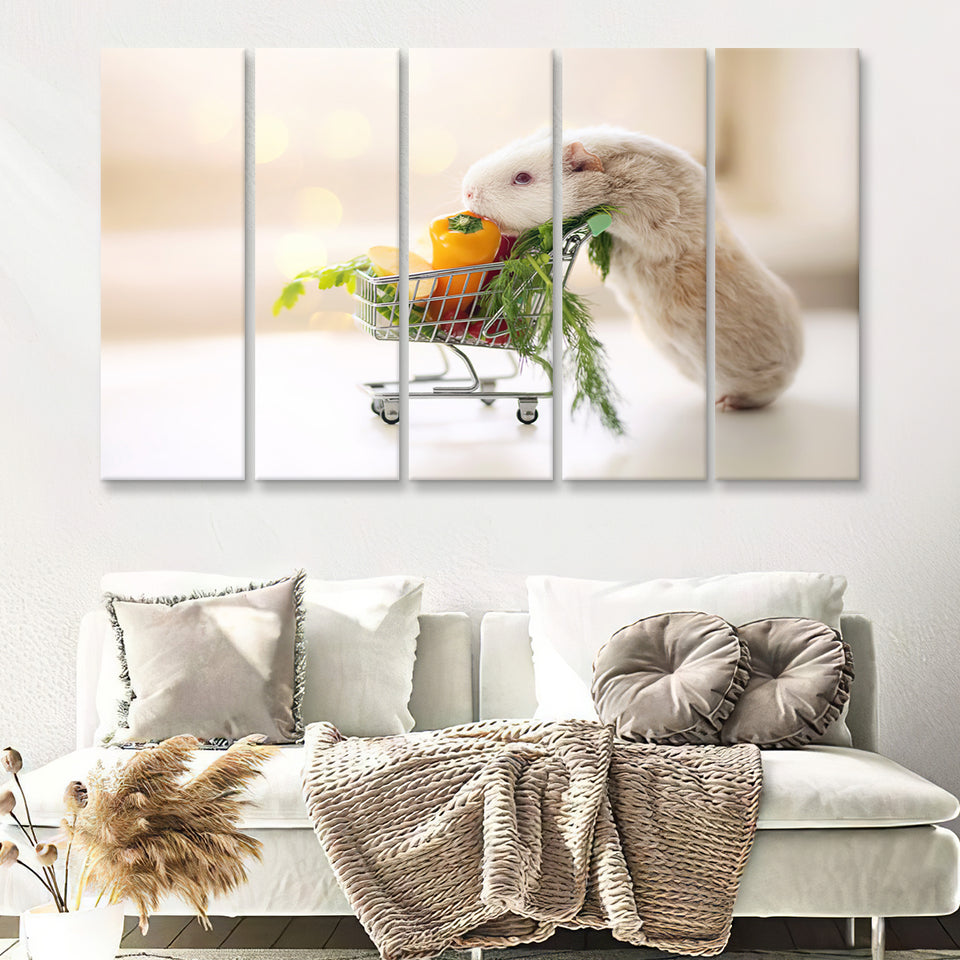 Cute Guinea Pig 5 Pieces B Canvas Prints Wall Art - Painting Canvas, Multi Panel, Wall Decor, Canvas Art