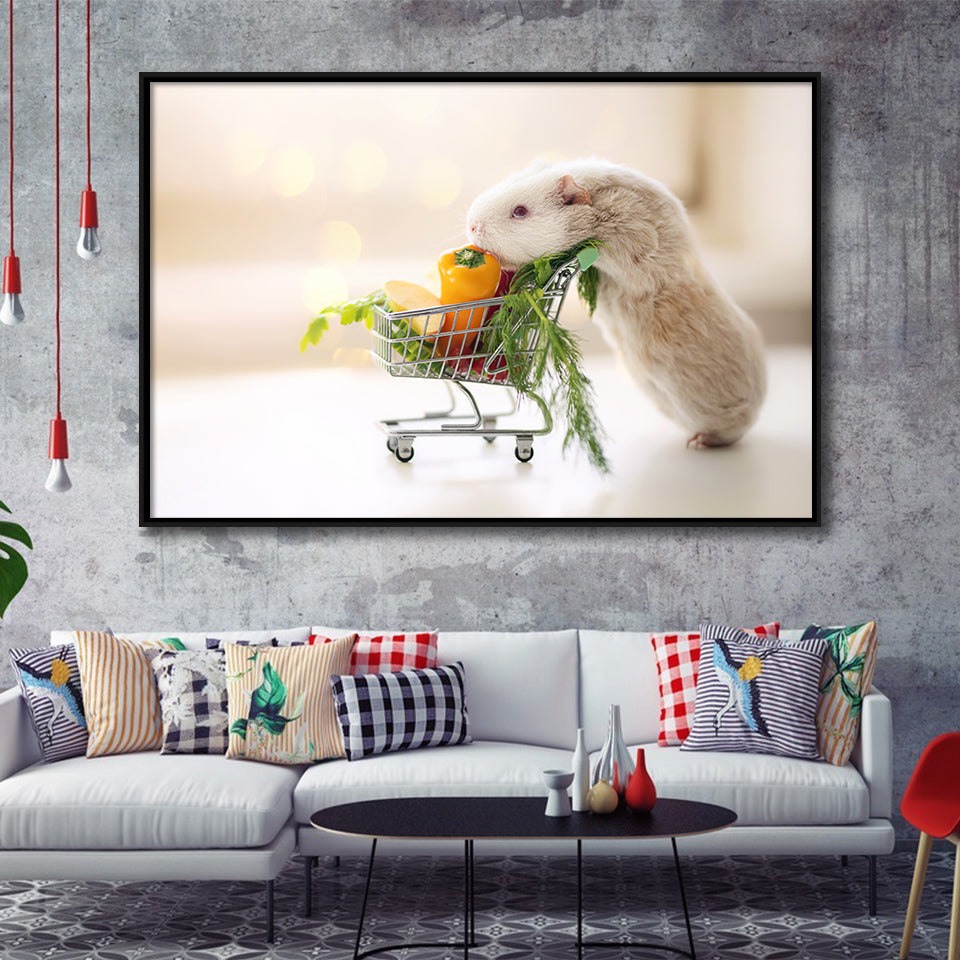 Cute Guinea Pig Framed Canvas Prints Wall Art - Painting Canvas, Wall Decor, Canvas Art, Floating Frame