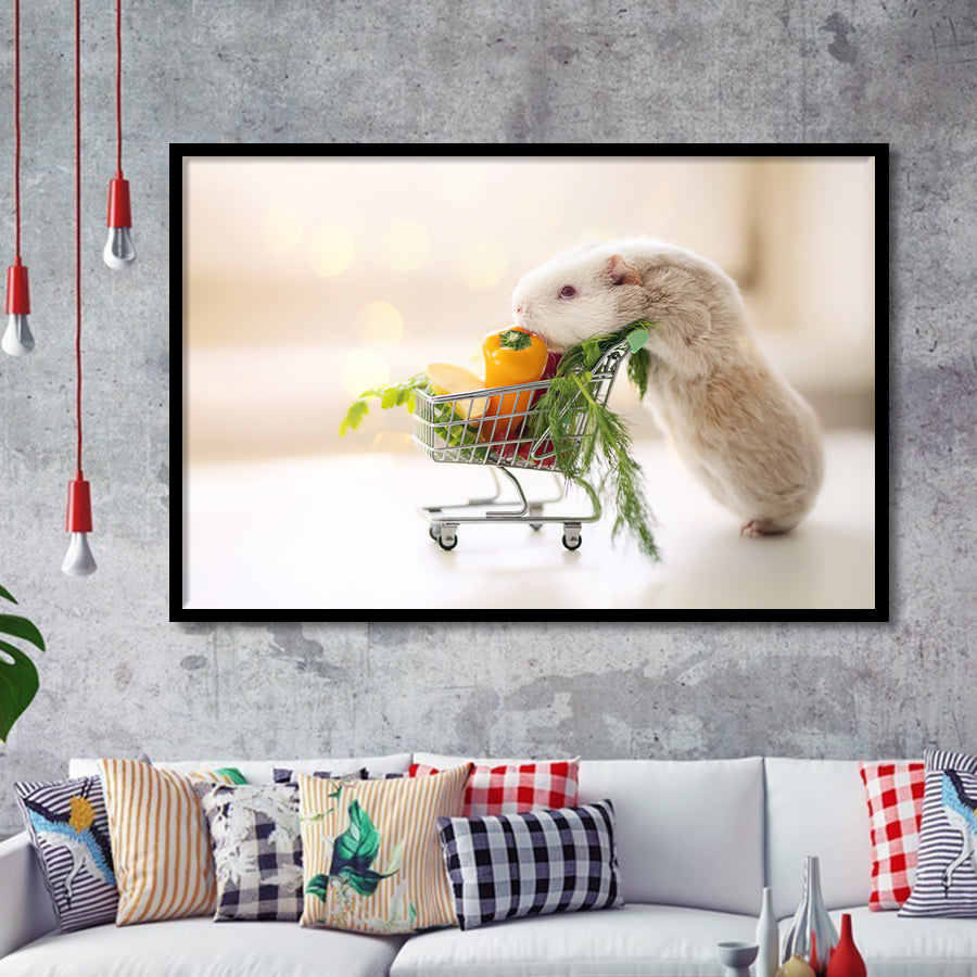 Cute Guinea Pig Framed Art Prints Wall Decor - Painting Prints, Wall Art, Framed Picture, Black Frame