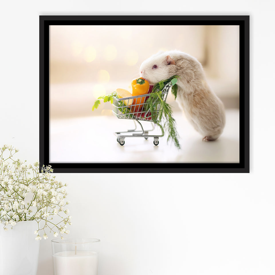 Cute Guinea Pig Framed Canvas Prints Wall Art - Painting Canvas, Wall Decor, Canvas Art, Floating Frame
