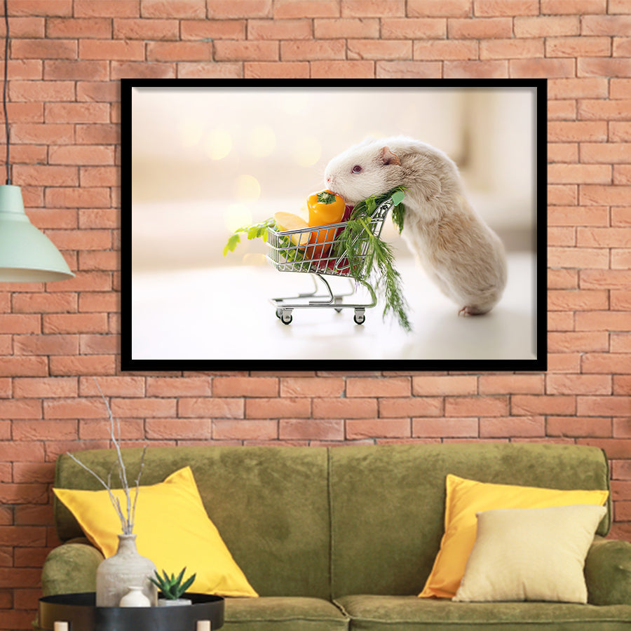 Cute Guinea Pig Framed Art Prints Wall Decor - Painting Prints, Wall Art, Framed Picture, Black Frame