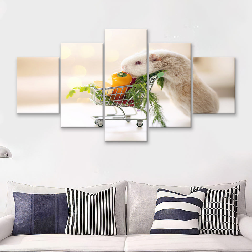Cute Guinea Pig 5 Pieces Canvas Prints Wall Art - Painting Canvas, Multi Panel, Wall Decor, Canvas Art