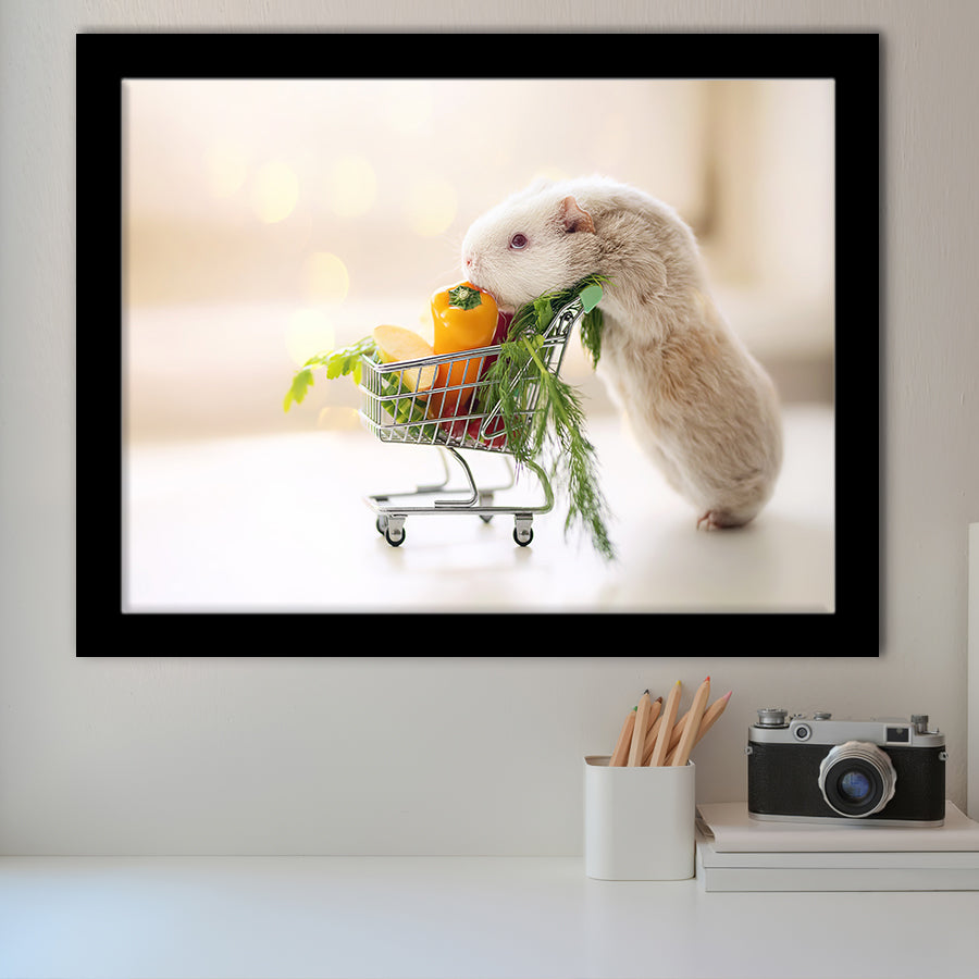 Cute Guinea Pig Framed Art Prints Wall Decor - Painting Prints, Wall Art, Framed Picture, Black Frame