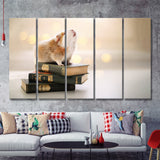 Cute Guinea Pigs On Books 5 Pieces B Canvas Prints Wall Art - Painting Canvas, Multi Panel, Wall Decor, Canvas Art