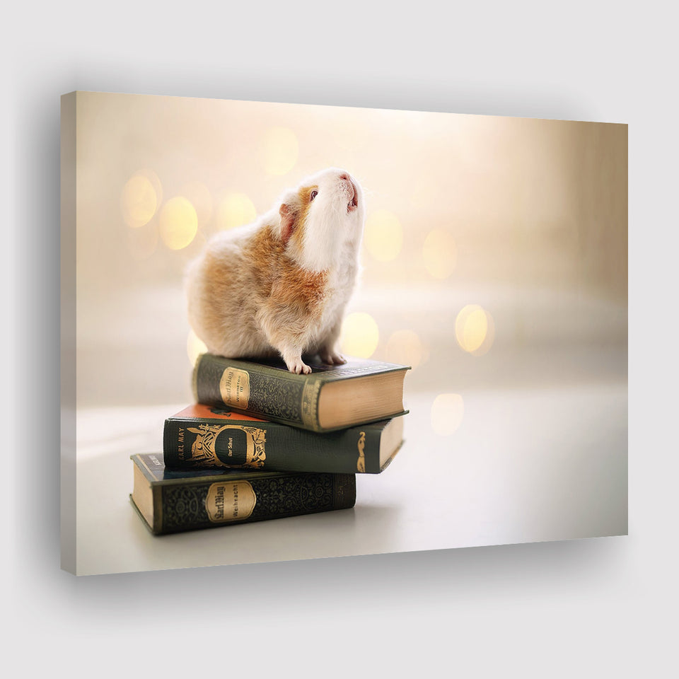 Cute Guinea Pigs On Books Canvas Prints Wall Art - Painting Canvas, Wall Decor, Canvas Art, For Sale