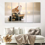 Cute Guinea Pigs On Books 5 Pieces B Canvas Prints Wall Art - Painting Canvas, Multi Panel, Wall Decor, Canvas Art