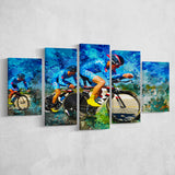 Cycling 5 Pieces Canvas Prints Wall Art Decor - Painting Canvas, Mixed Canvas, Multi Panels