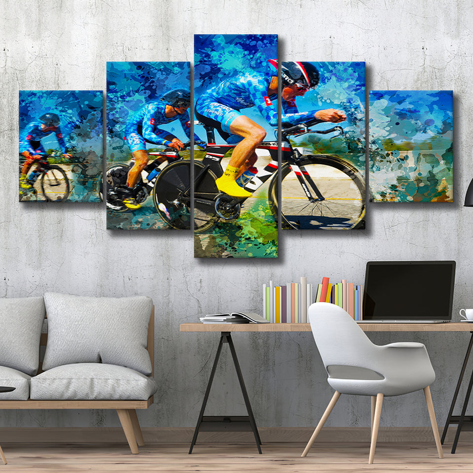 Cycling 5 Pieces Canvas Prints Wall Art Decor - Painting Canvas, Mixed Canvas, Multi Panels