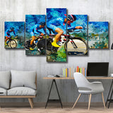 Cycling 5 Pieces Canvas Prints Wall Art Decor - Painting Canvas, Mixed Canvas, Multi Panels