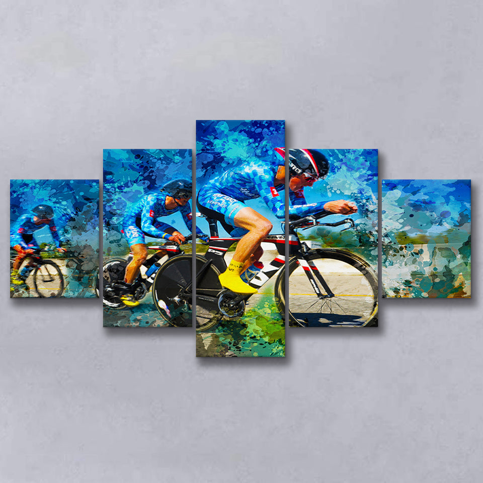 Cycling 5 Pieces Canvas Prints Wall Art Decor - Painting Canvas, Mixed Canvas, Multi Panels