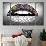 Diamond Lips Extra Large Canvas Prints Multi Panels B Wall Art Prints Home Decor