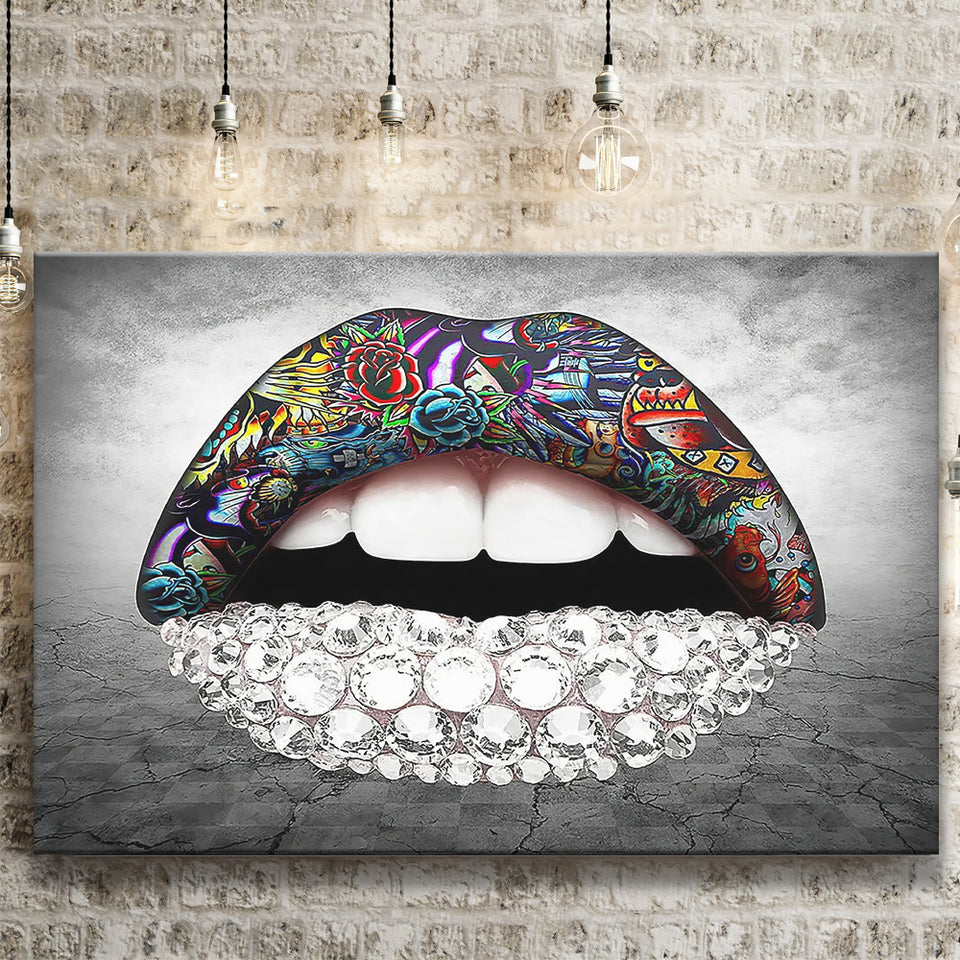 Diamond Lips Landscape Canvas Prints Wall Art Home Decor - Painting Canvas, Ready to hang