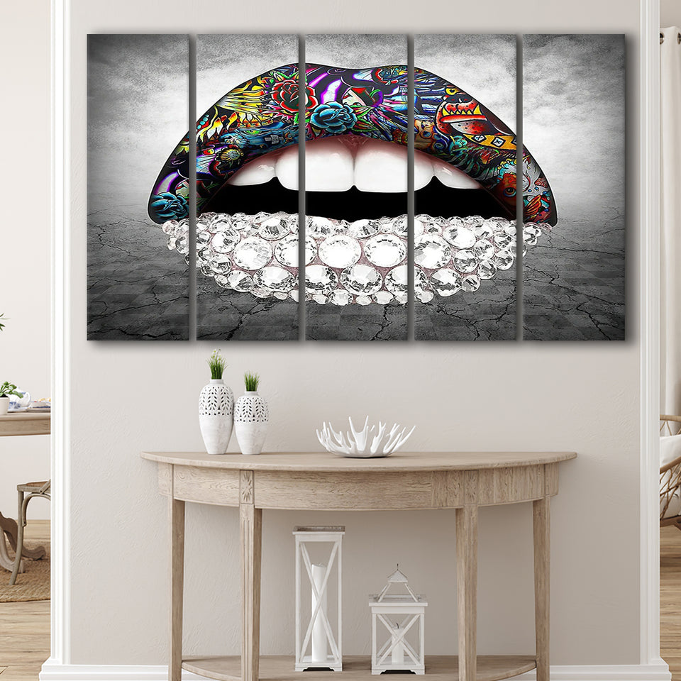 Diamond Lips Extra Large Canvas Prints Multi Panels B Wall Art Prints Home Decor