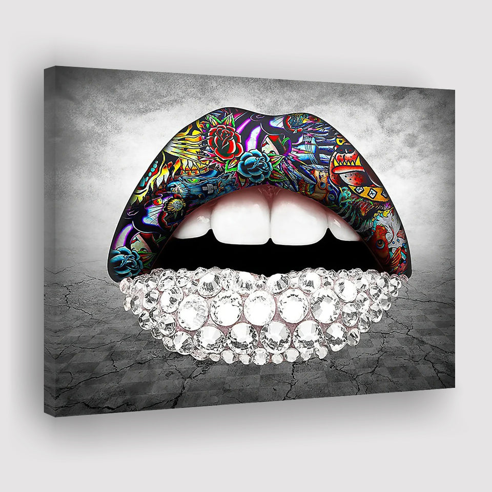 Diamond Lips Landscape Canvas Prints Wall Art Home Decor - Painting Canvas, Ready to hang