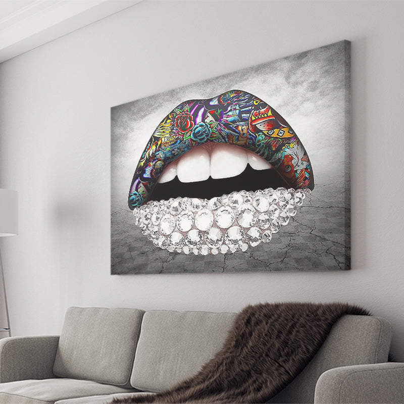 Diamond Lips Landscape Canvas Prints Wall Art Home Decor - Painting Canvas, Ready to hang