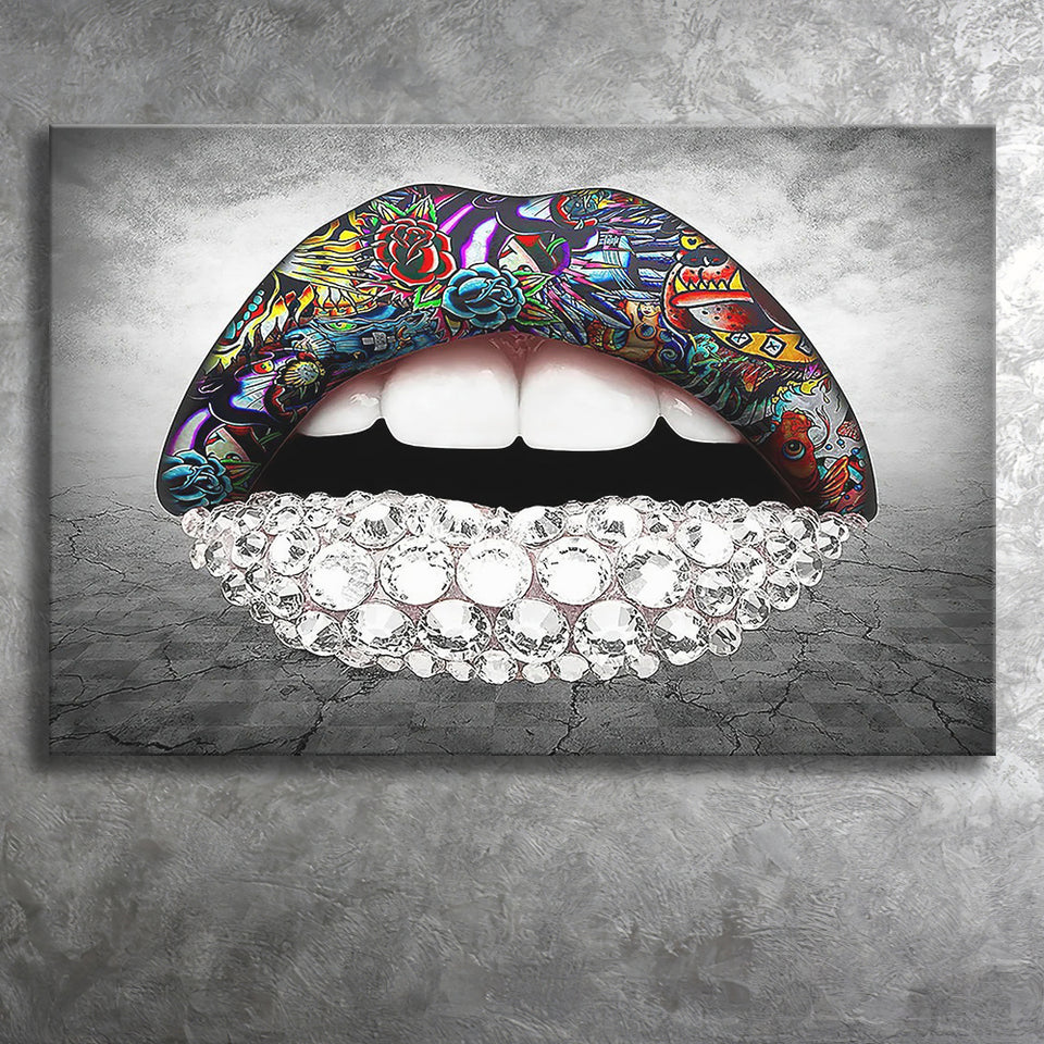 Diamond Lips Landscape Canvas Prints Wall Art Home Decor - Painting Canvas, Ready to hang