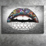 Diamond Lips Landscape Canvas Prints Wall Art Home Decor - Painting Canvas, Ready to hang