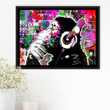 Dj Monkey Thinker Framed Canvas Prints Wall Art Decor - Painting Canvas, Floating Frame, Framed Picture