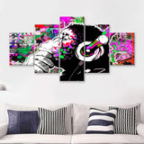 Dj Monkey Thinker Canvas 5 Pieces Prints Wall Art Decor - Painting Canvas, Multi Panels, Canvas Print