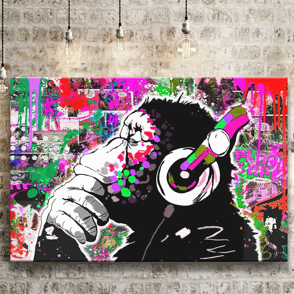 Dj Monkey Thinker Canvas Prints Wall Art Decor - Painting Canvas, Home Decor, Art Print, Art For Sale