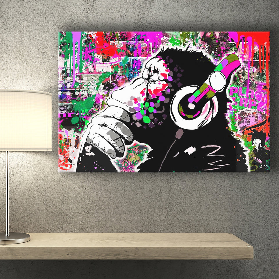 Dj Monkey Thinker Canvas Prints Wall Art Decor - Painting Canvas, Home Decor, Art Print, Art For Sale