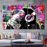 Dj Monkey Thinker Canvas 5 Piece B Prints Wall Art Decor - Painting Canvas, Multi Panels, Canvas Prints