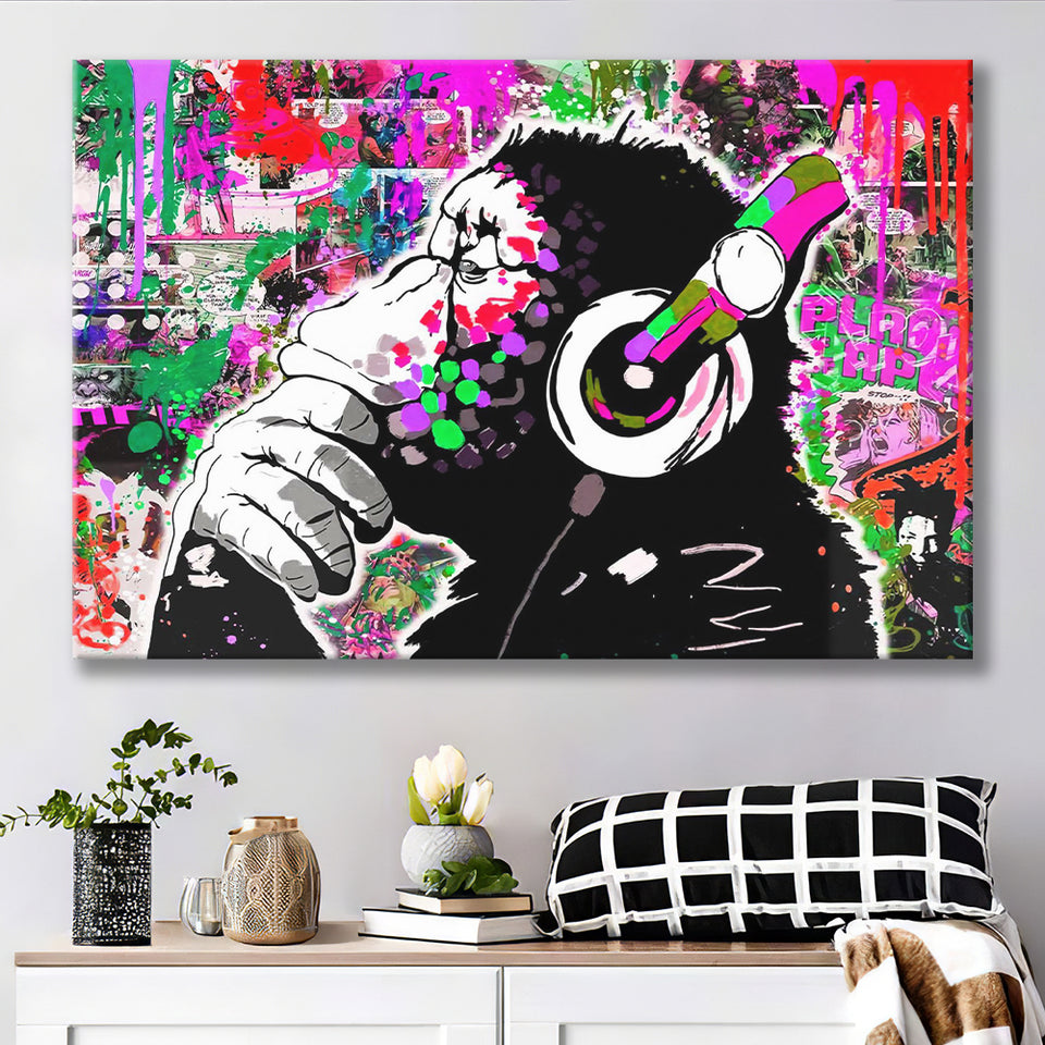 Dj Monkey Thinker Canvas Prints Wall Art Decor - Painting Canvas, Home Decor, Art Print, Art For Sale
