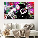 Dj Monkey Thinker Canvas 5 Piece B Prints Wall Art Decor - Painting Canvas, Multi Panels, Canvas Prints
