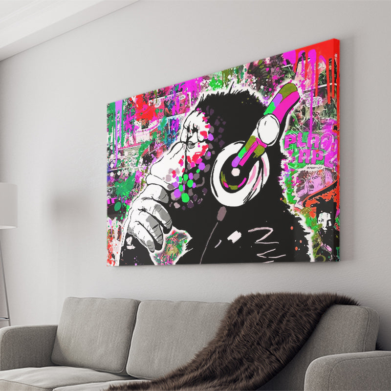 Dj Monkey Thinker Canvas Prints Wall Art Decor - Painting Canvas, Home Decor, Art Print, Art For Sale