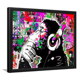 Dj Monkey Thinker Framed Art Print Wall Decor - Painting Art, Wall Art Decor, Framed Picture, Black Frame