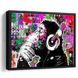 Dj Monkey Thinker Framed Canvas Prints Wall Art Decor - Painting Canvas, Floating Frame, Framed Picture