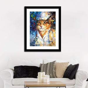 Doctor Miau Cat Wall Art Print - Framed Art, Framed Prints, Painting Print