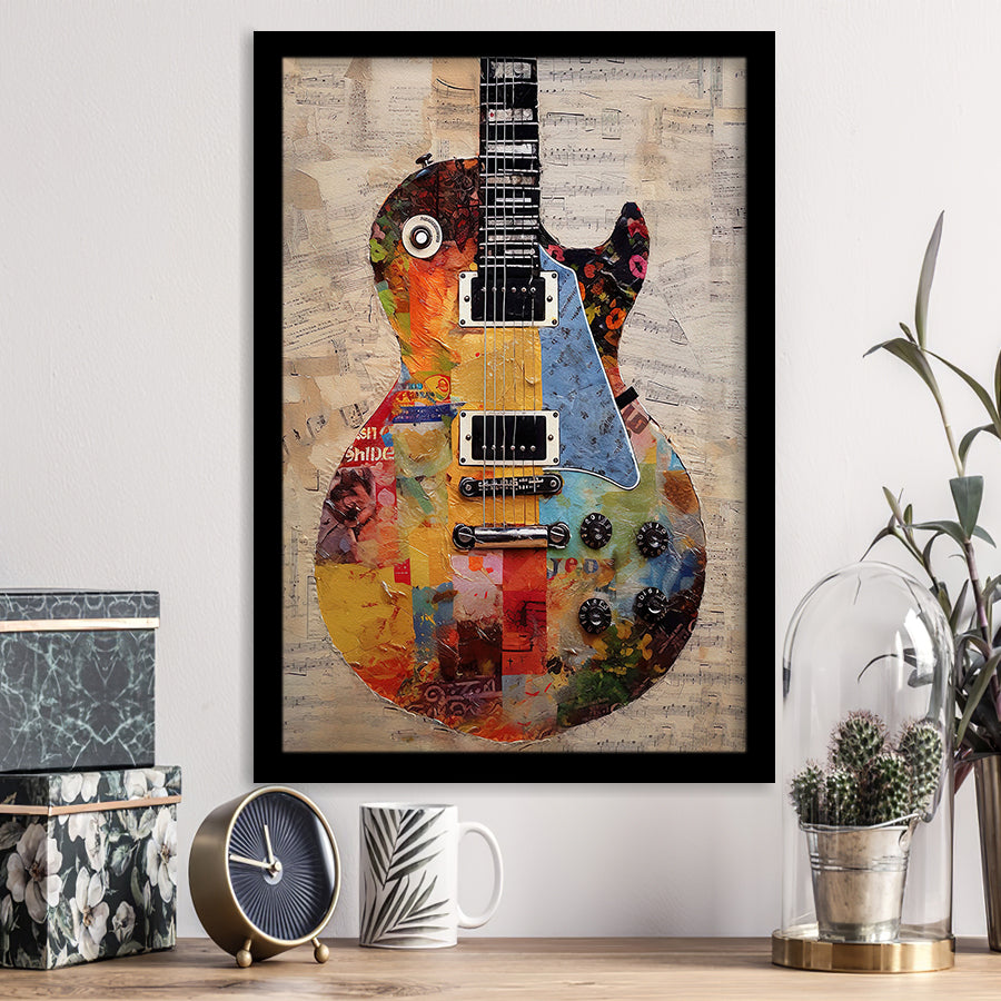 Duo Electric Guitar Art, Music Room Art V1 Framed Art Prints Wall Decor, Framed Picture, Large Picture