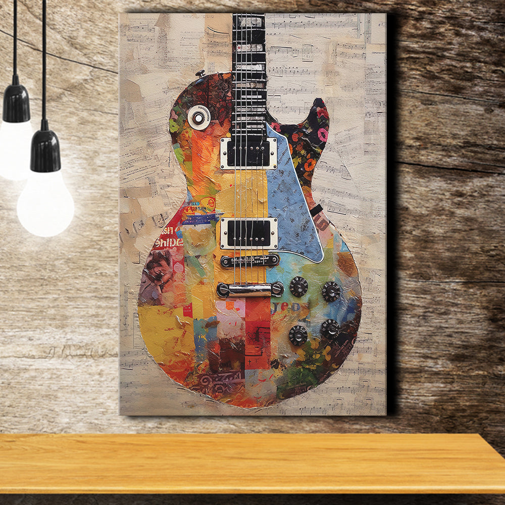 Duo Electric Guitar Art, Music Room Art V1 Canvas Prints Wall Art