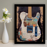 Duo Electric Guitar Art, Music Room Art V2 Framed Art Prints Wall Decor, Framed Picture, Large Picture