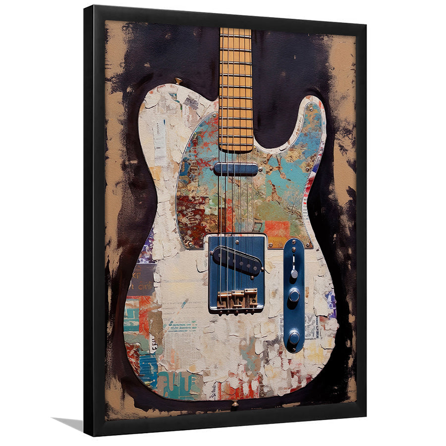 Duo Electric Guitar Art, Music Room Art V2 Framed Art Prints Wall Decor, Framed Picture, Large Picture