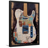 Duo Electric Guitar Art, Music Room Art V2 Framed Art Prints Wall Decor, Framed Picture, Large Picture