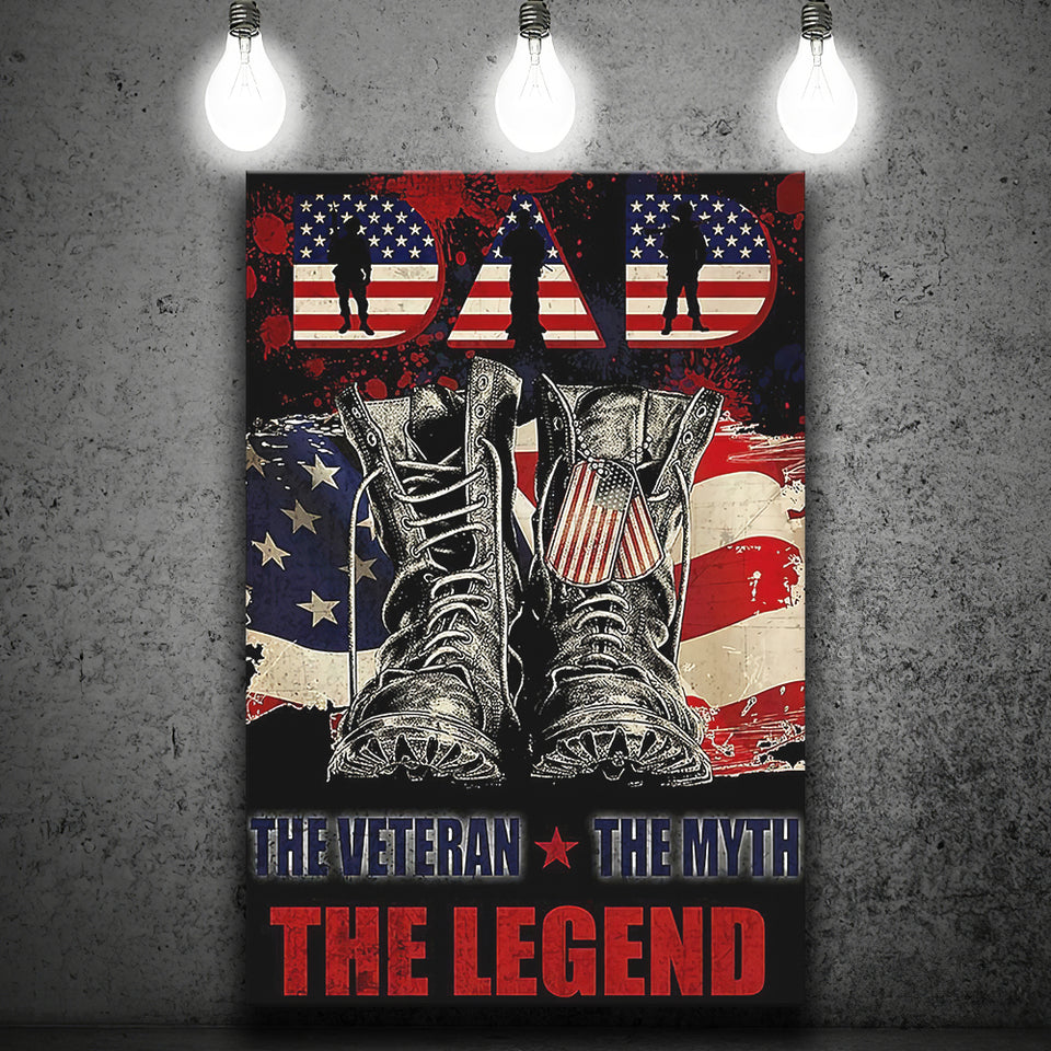 Dad The Veteran The Myth The Legend Vertical Canvas Prints Wall Art - Painting Canvas, Wall Decor, For Sale, Home Decor