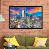 Dallas Texas Usa Downtown City Skyline V1 City Art Watercolor Framed Art Prints Wall Art Decor,Framed Picture