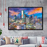 Dallas Texas Usa Downtown City Skyline V1 City Art Watercolor Framed Art Prints Wall Art Decor,Framed Picture