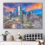 Dallas Texas Usa Downtown City Skyline V1 City Art Watercolor Canvas Prints Wall Art Home Decor, Large Canvas
