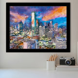 Dallas Texas Usa Downtown City Skyline V1 City Art Watercolor Framed Art Prints Wall Art Decor,Framed Picture