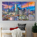 Dallas Texas Usa Downtown City Skyline V1 5 Pieces Extra Large Canvas Prints Wall Art Home Decor