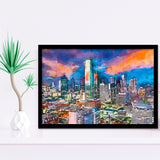 Dallas Texas Usa Downtown City Skyline V1 City Art Watercolor Framed Art Prints Wall Art Decor,Framed Picture
