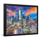 Dallas Texas Usa Downtown City Skyline V1 City Art Watercolor Framed Art Prints Wall Art Decor,Framed Picture